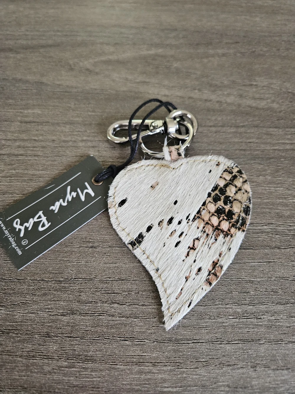 Myra Bag Heart Leather Keychain with Turquoise Accent-NWT